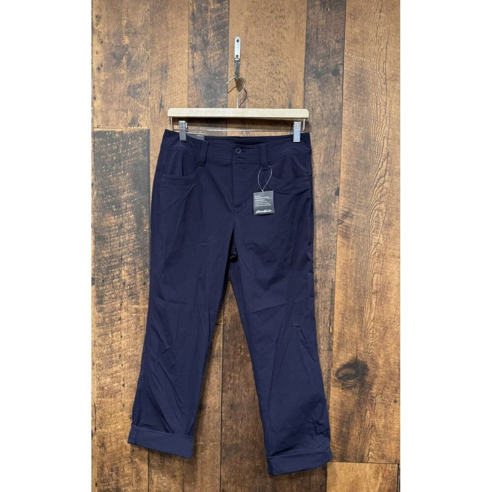 NWT Eddie Bauer Women’s Slightly Curvy Straight Regular Blue Pants Size 6 25”